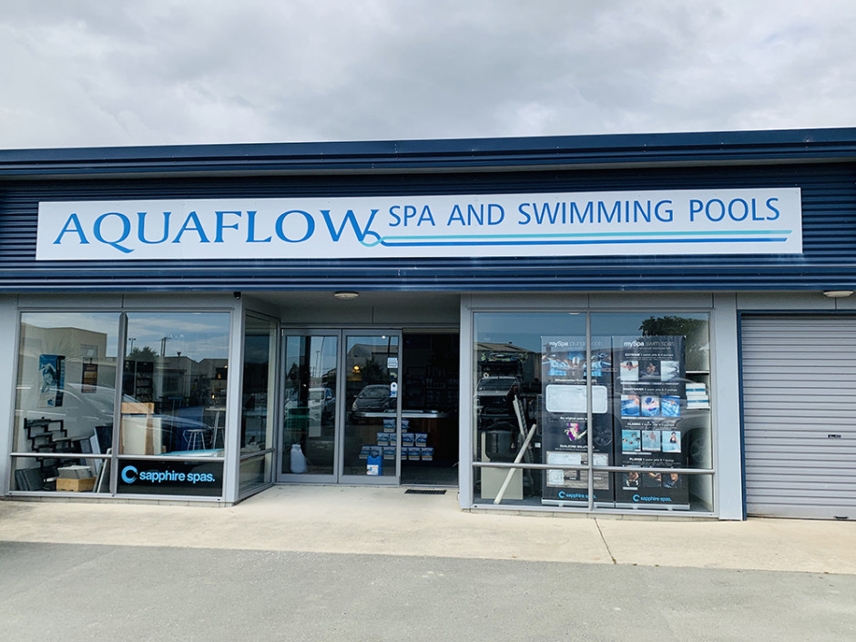 Sapphire Spas and swim spas Nelson Retail Showroom at Aquaflow Spa and