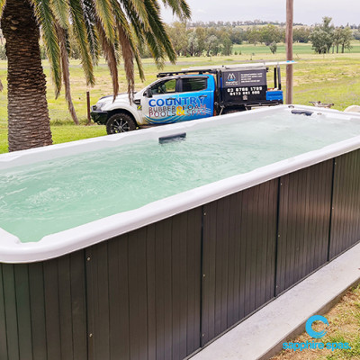 Silverwhite swim spa dressed in mocha duratek thanks to the team in Tamworth @ Country Rubber & Foam