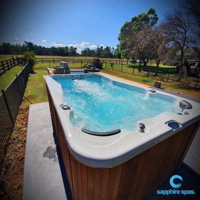 Swim spa built into a deck by the team @ Country Foam & Rubber Tamworth