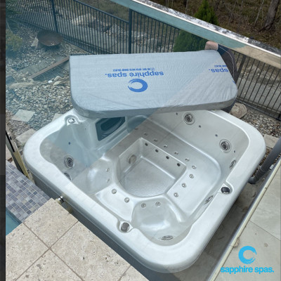 mySplash in white pearl perfectly complements these natural tiles thanks to the team at Warner Pool & Spa Care Brendale