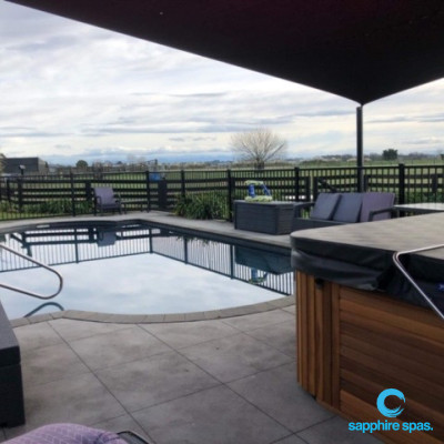 Looking at over the farmlands from our spa thanks to the team at Bermuda Lifestyle Hawkes Bay NZ